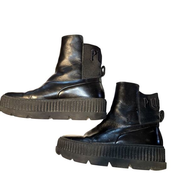 PUMA 9 Black Women's Ankle Boots 2 Inch Platform Heavy Quality Shoe - Picture 5 of 9